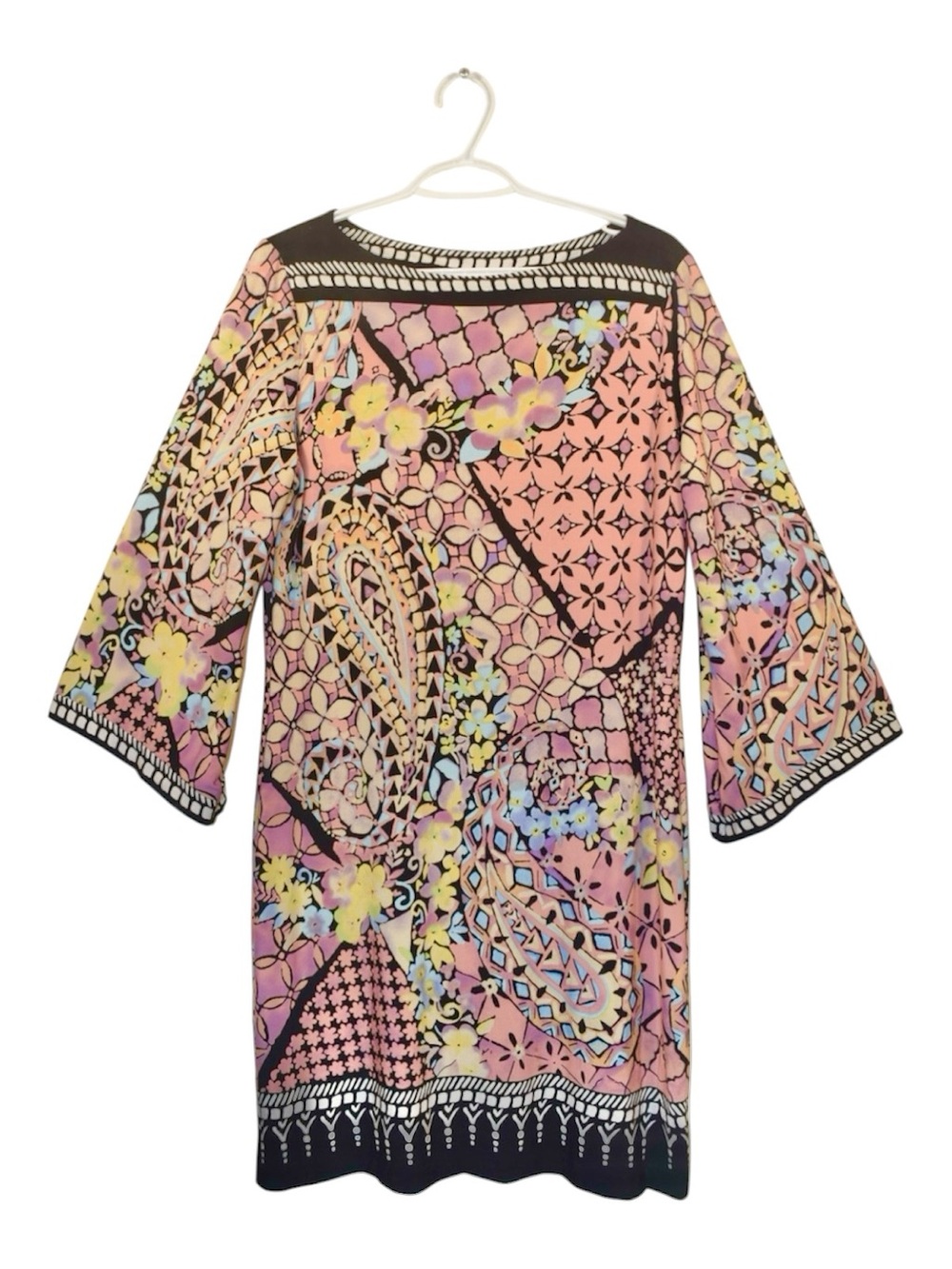 Floral Patchwork Bell-Sleeve Women's Top - Pink
